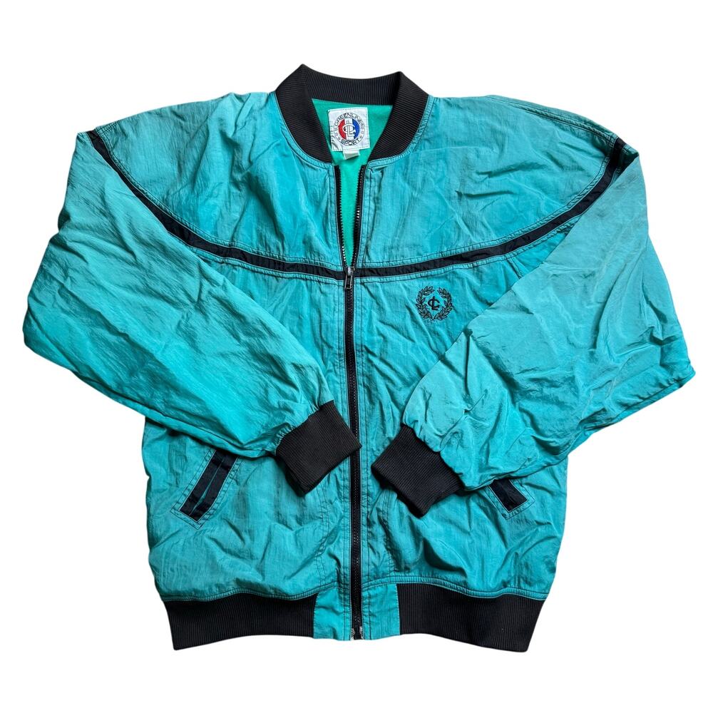 GREENLINE SPORT M/L medium large TEAL WINDBREAKER VINTAGE JACKET GREEN USED